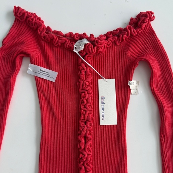 NWT Find Me Now Charlie Ruffle Knit Dress Small S Coral Transitional Fall - Picture 7 of 12